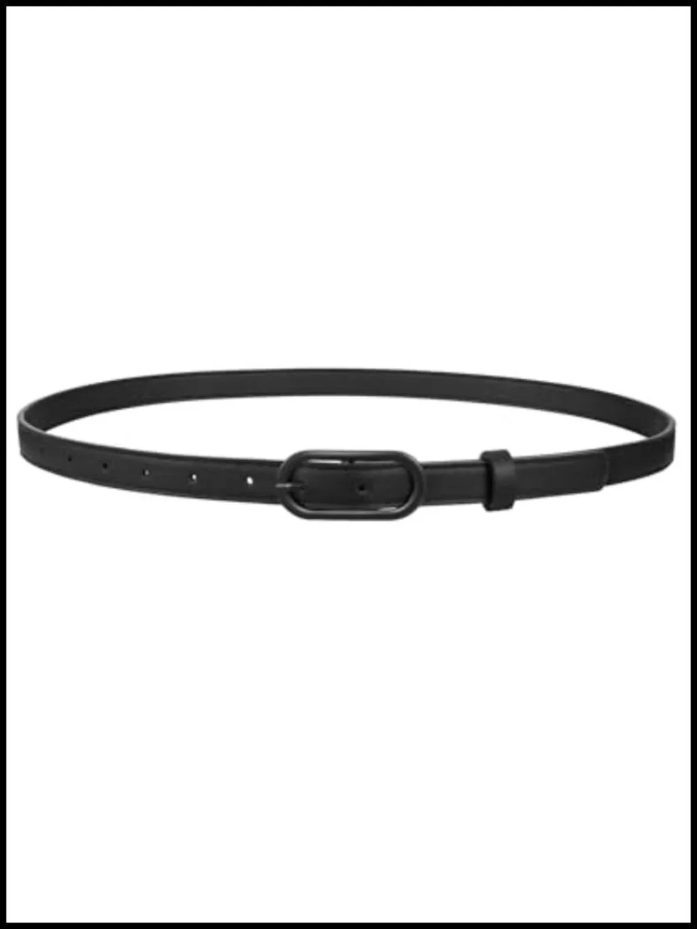 Women Skinny PU Leather Belt Oval Pin Buckle 0.7